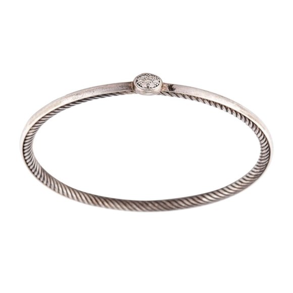 DAVID YURMAN DIAMOND STERLING SILVER 925 CONFETTI BANGLE BRACELET - Picture 3 of 6